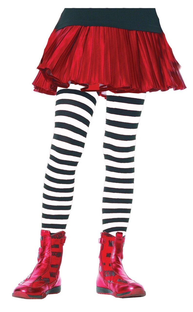 The Costume Center Black and White Striped Tights Girl Child